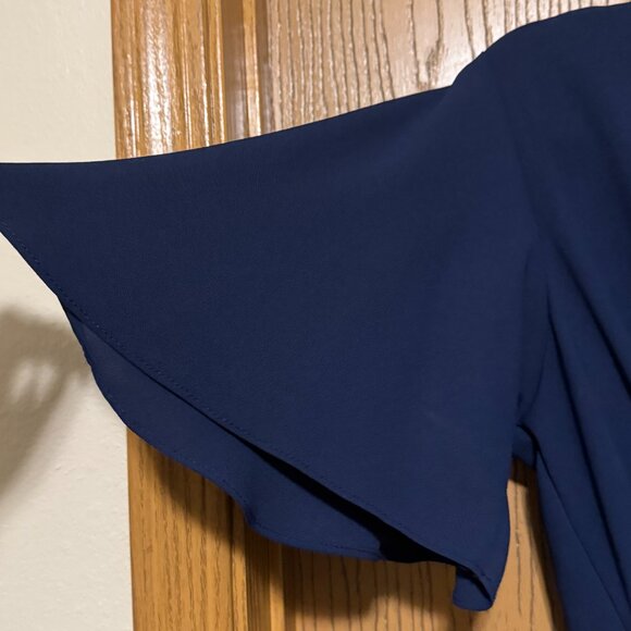 Flared Sleeve Romper V Neck Waist Tie Knot Solid Romper Casual - Picture 3 of 12